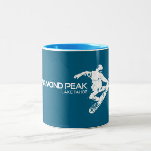 Diamond Peak Lake Tahoe Snowboarder Tweekleurige Koffiemok