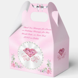 Diamond Pearls Personaliseer, Roze Party Favoriete Bedankdoosjes