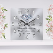 Diamond Personalized 60e verjaardag Gifts CLOCK Vierkante Klok