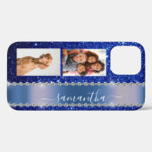 Diamond Photo Glitter Calligraphy Name Navy Blue Case-Mate iPhone Case (Achterkant (horizontaal))