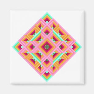 Diamond Quilt in roze en groen Magneet