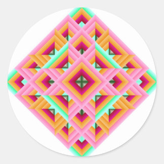 Diamond Quilt in roze en groen Ronde Sticker
