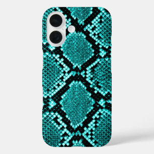 Diamond Rattlesnake Snake Skin aqua iPhone 16 Hoesje
