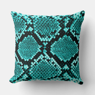 Diamond Rattlesnake Snake Skin aqua Kussen