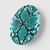 Diamond Rattlesnake Snake Skin aqua met cijfers Ronde Klok (Hoek)
