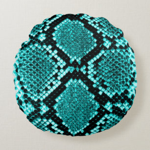 Diamond Rattlesnake Snake Skin aqua Rond Kussen