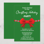 Diamond & Red Bow Holiday Christmas Party Kaart (Voorkant / Achterkant)