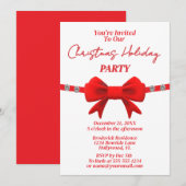 Diamond & Red Bow Holiday Christmas Party  Kaart (Voorkant / Achterkant)