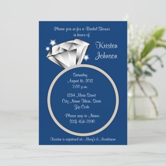 Diamond Ring Bridal Shower - Uitnodiging - Royal B (Staand voorkant)