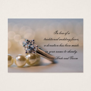 Diamond Ring en Parels Bruiloft Charity Favor Kaar Visitekaartjes