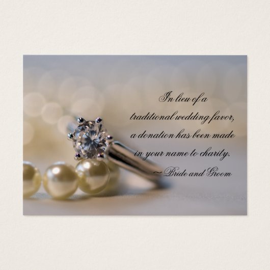 Diamond Ring et Pearls Mariage Charity Carte Favor (Devant)