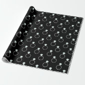 Diamond Ring Pattern - Black Cadeaupapier (Uitgerold)
