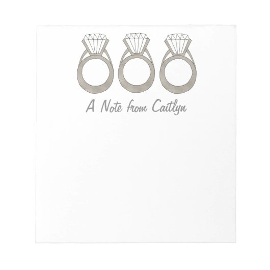 Diamond Ring Personalized Bride Wedding Notitieblo Notitieblok (Voorkant)