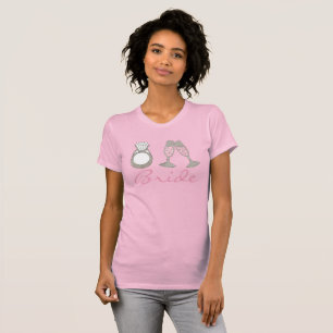 Diamond Ring Pink Champagne Wedding BRIDE T-shirt