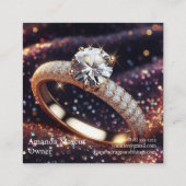 Diamond Ring Sieraden Ontwerper Juwelier Vierkante Visitekaartje (Achterkant)