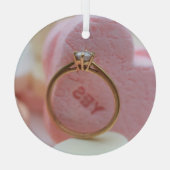 Diamond Ring Verloving Glas Ornament (Achterkant)