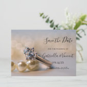 Diamond Ring White Pearls Wedding Save the Date (Staand voorkant)