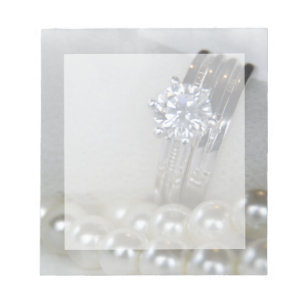 Diamond Rings en White Pearls Wedding Notitieblok