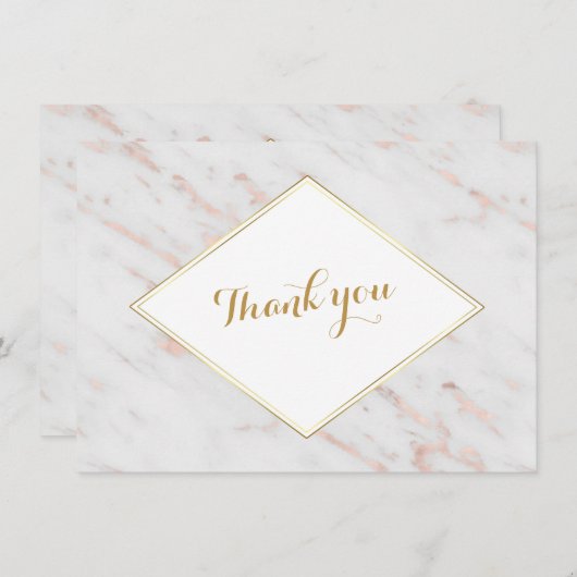Diamond Roos Goud Marmeren bruiloft BEDANKT (Voorkant / Achterkant)