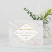 Diamond Roos Gouden Marmeren Bruiloft SAVE THE DAT Kaart (Staand voorkant)