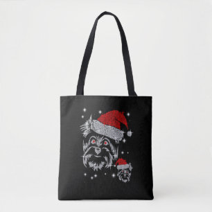Diamond Schnauzer Hond Kerstmis Draagtas