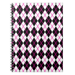Diamond Shape Argyle Print Black and Pink Notitieboek