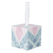 diamond shaped blue pattern kubus ornament (Voorkant hoekig)