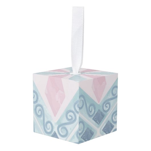 diamond shaped blue pattern kubus ornament (Voorkant hoekig)