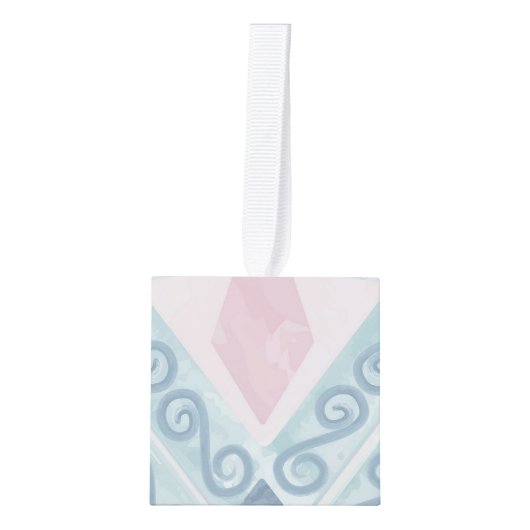 diamond shaped blue pattern kubus ornament (Voorkant)