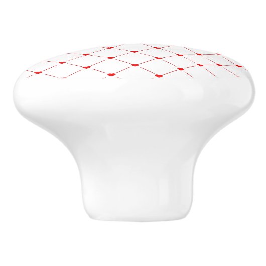 Diamond Shaped Red Heart & Line Art Keramische Knop (Zijkant)