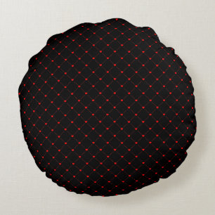 Diamond Shaped Red Heart & Line Art Rond Kussen