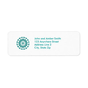 Diamond Shapes in Blauwgroen Turquoise, adres Mand Etiket