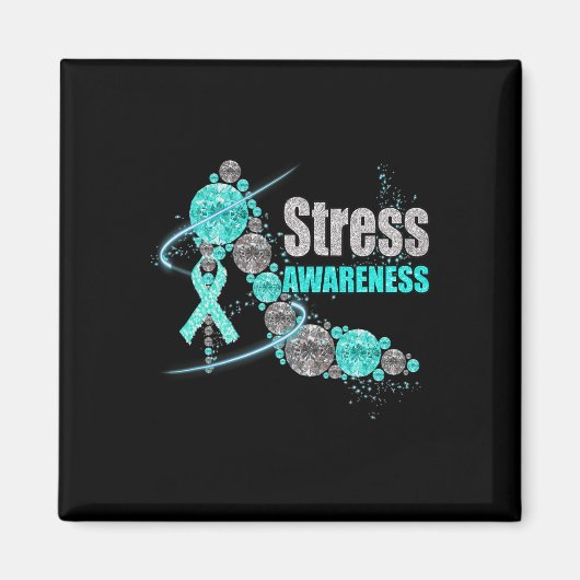 Diamond Shoes Stress Awareness Warrior Ribbon Magneet (Voorkant)
