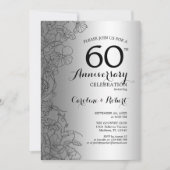 Diamond Silver Floral 60ste verjaardag Kaart (Voorkant)