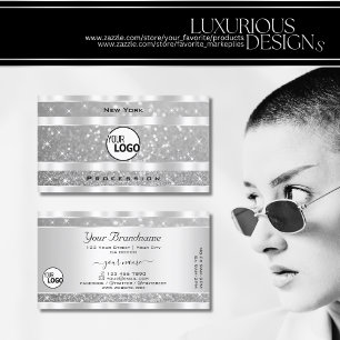 Diamond Silver Glitter Sparkle Stars Logo Elegant Visitekaartje