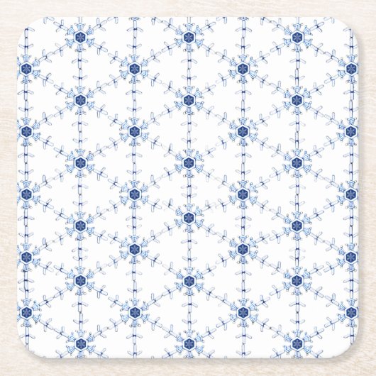 Diamond Snowflake Pattern Vierkante Kartonnen Onderzetter (Voorkant)