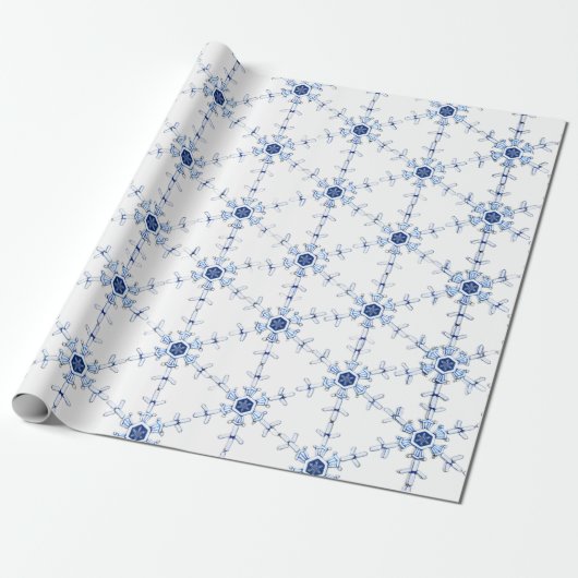 Diamond Snowflake Pattern Wrapping Paper Cadeaupapier (Uitgerold)