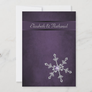 Diamond Snowflakes & Ribbon Wedding Invitation Kaart