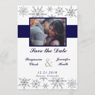 Diamond Snowflakes Sparen de Datum Save The Date