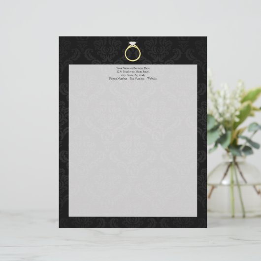 Diamond Solitaire Ring Briefhoofd Ontwerp (Staand voorkant)