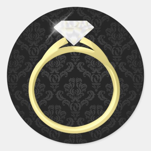 Diamond Solitaire Ring Ronde Sticker (Voorkant)