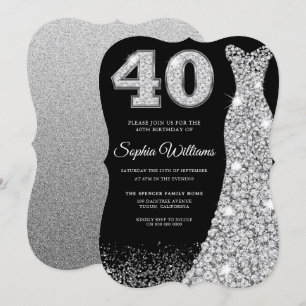 Diamond Sparkle Dress 40th Birthday Party Black Kaart