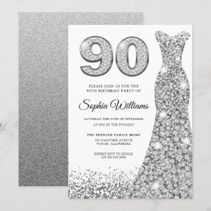 Diamond Sparkle Dress Womans 90th Birthday Party Kaart