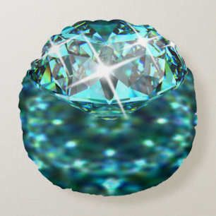 Diamond sparkle edelsteen elegant blauwgroen zwart rond kussen
