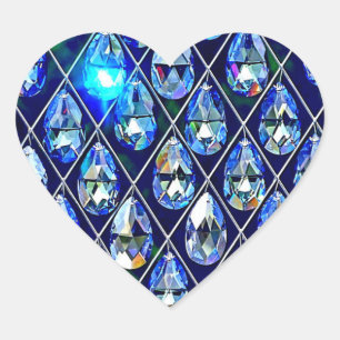 Diamond sparkle edelsteen sparkle blauw zwart hart sticker