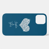 Diamond Sparkle Heart Whisescript Names, Ocean Blu Case-Mate iPhone Case (Achterkant (horizontaal))