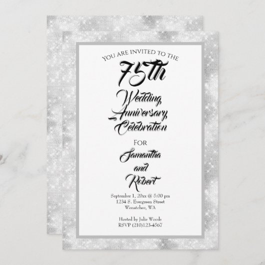 Diamond Sparkles 75ste huwelijksjubileum Kaart (Voorkant / Achterkant)