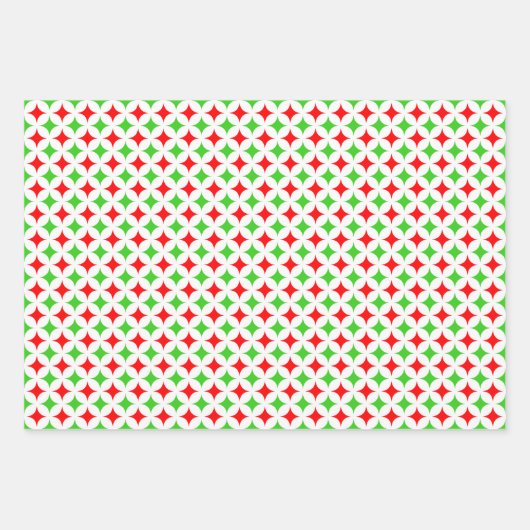 Diamond Star op groen, rood en wit Inpakpapier Vel (Voorkant)