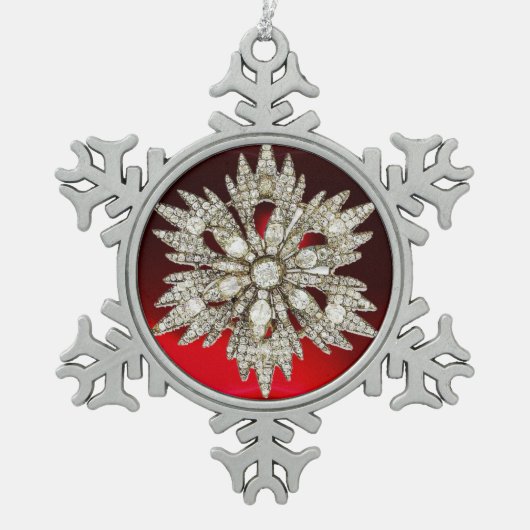 DIAMOND STAR, Red Ruby Tin Sneeuwvlok Ornament (Voorkant)