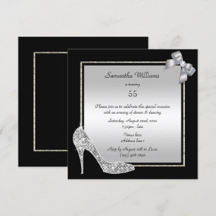 Diamond Stiletto & Romantic Silver Bow Birthday Kaart